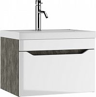 Тумба подвесная под умывальник "UNIT 60" Ева с одним ящиком В1 Бетон АЙСБЕРГ