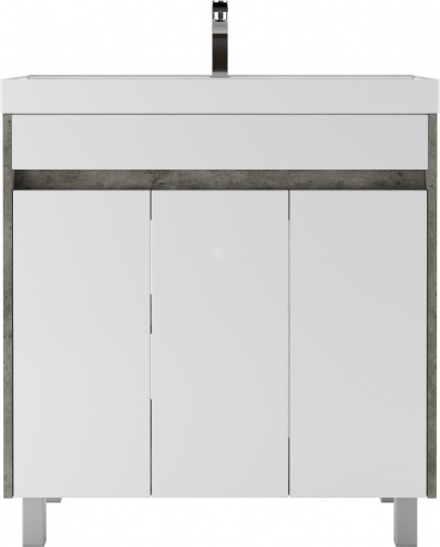 Тумба под умывальник "UNIT 80" Karlo без ящика и корзиной для белья Бетон Домино* фото 2