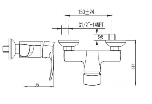 Смарт-Карат Смеситель для душа без аксессуаров хром SM064004AA_R фото 2
