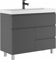 Тумба под умывальник "Базис 100" (Bazis)  Графо (Grafo) графит матовый В3 Домино