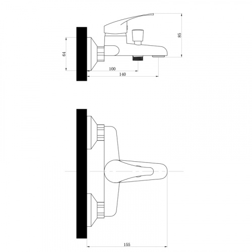 Смеситель для ванны с коротким литым изливом, перекл. кнопочный, одноручный.В30 СЛАВЕН фото 2