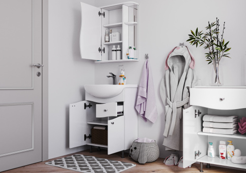 Тумба под умывальник "Уют 60 Волна" с верхним ящиком В1  АЙСБЕРГ фото 2