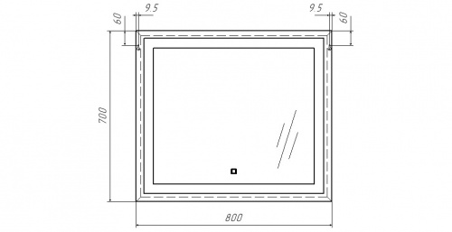 Зеркало Even 80 black alum с подсветкой Sansa* фото 8