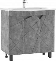 Тумба под умывальник "РИВО 80" (Rivo) Вектор (Vector) св бетон без ящика Домино