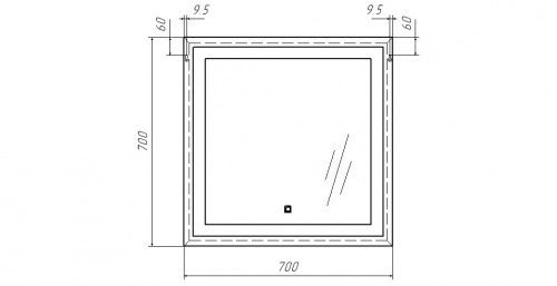 Зеркало Even 70 black alum с подсветкой Sansa* фото 7