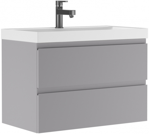 Тумба подвесная под умывальник "UNIT 80" Graffo светло-серый матовый В2 Домино