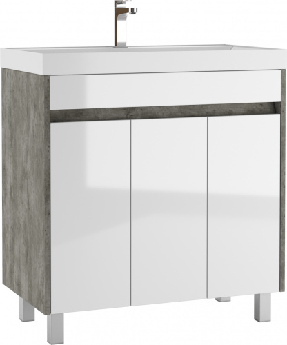 Тумба под умывальник "UNIT 80" Karlo без ящика и корзиной для белья Бетон Домино*