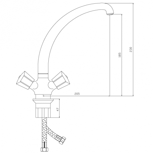 Смеситель для мойки и умывальника с высоким изливом ,двуручный.Е11 СЛАВЕН фото 2