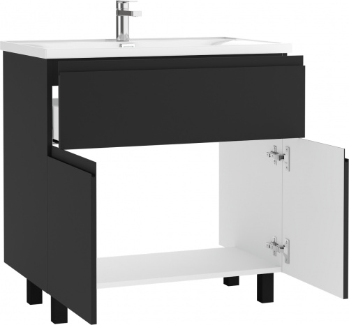 Тумба под умывальник "НОВА 80" (Nova) Графо (Grafo) графит матовый В1 Домино фото 4