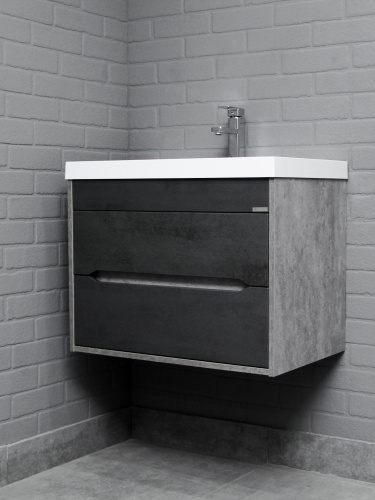 Тумба подвесная под умывальник "ЮНИТ 70" (Unit) Лофт (Loft) В2 Бетон Домино фото 2