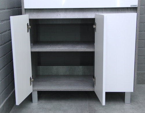 Тумба под умывальник "UNIT 80" Karlo без ящика и корзиной для белья Бетон Домино* фото 7