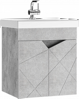 Тумба подвесная под умывальник "Комо 50" (Como) Вектор (Vector) св бетон без ящика Домино