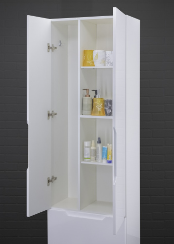 Пенал напольный Optima 60 без ящика с корзиной для белья глянец Домино фото 6