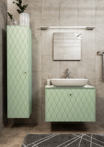 Пенал подвесной 35 ONE без ящика зеленый матовый левый LEVEL фото 12