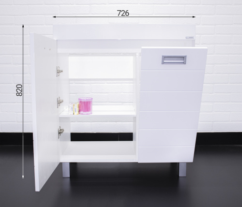 Тумба под умывальник "Elen 75" Cube без ящика и корзиной д/ белья Домино фото 9