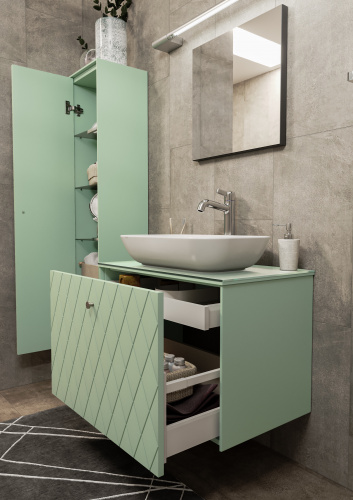 Пенал подвесной 35 ONE без ящика зеленый матовый левый LEVEL фото 11