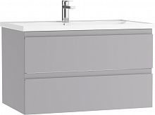 Тумба подвесная под умывальник "НОВА 80" (Nova) Графо (Grafo) светло-серый матовый В2 Домино