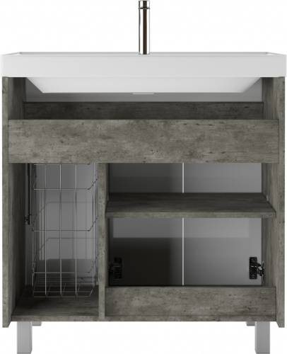 Тумба под умывальник "UNIT 80" Karlo без ящика и корзиной для белья Бетон Домино* фото 5