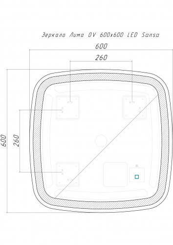 Зеркало Лима OV 600х600 LED Sansa фото 8