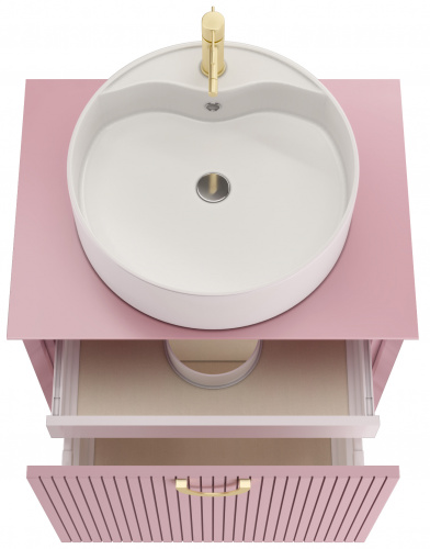 Тумба подвесная под умывальник "Best shelf 45" TWO 63 розовый матовый с двумя ящиками LEVEL фото 6