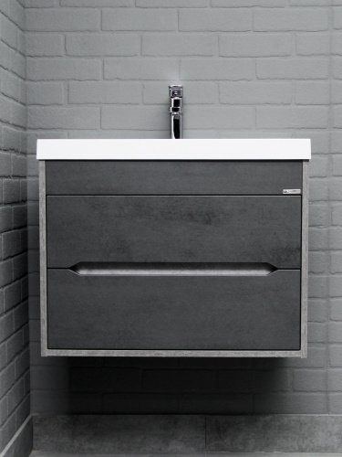 Тумба подвесная под умывальник "ЮНИТ 70" (Unit) Лофт (Loft) В2 Бетон Домино фото 3