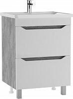 Тумба под умывальник "НОВА 60" (Nova) Ева с двумя ящиками В2 Бетон АЙСБЕРГ