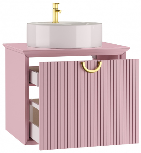 Тумба подвесная под умывальник "Best shelf 45" TWO 63 розовый матовый с двумя ящиками LEVEL фото 3