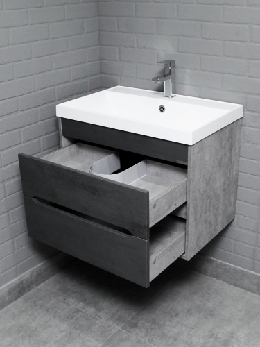 Тумба подвесная под умывальник "ЮНИТ 70" (Unit) Лофт (Loft) В2 Бетон Домино фото 4