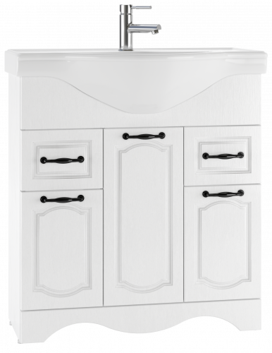 Тумба под умывальник "Классика 80" RICH Белое Дерево с 2  верхними ящиками Домино*