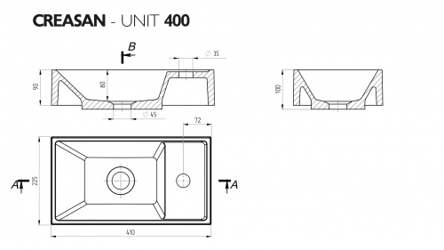 Умывальник мебельный "ЮНИТ 40" (Unit) CREASAN