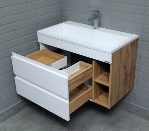 Тумба подвесная под умывальник "UNIT 80" Frost с двумя ящиками В2 Домино фото 7